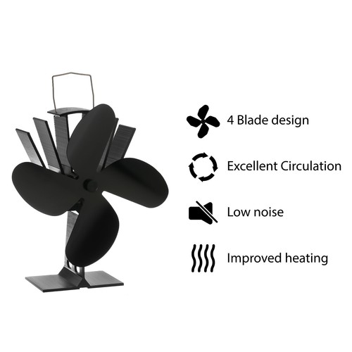 Black heat powered stove fan - powered,