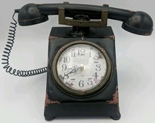 Vintage phone inspired clock in rustic black with Abraham Lincoln Quote UK exp ⭐