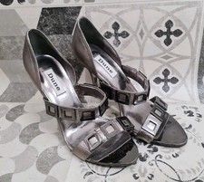 Dune Silver Pewter Joren Square Peep Toe Sandals