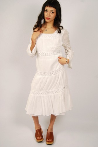 90s prairie midi dress - 90s,