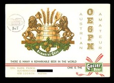 QSL Card Radio Austria OE6PN 1973 Leoben op Karl Pansi Gosser Beer advert ≠ B406