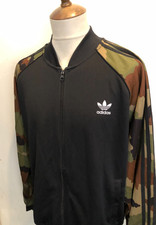 RETRO ADIDAS TRACKSUIT TOP SIZE XXL BLACK / GREEN CAMO
