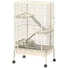 PawHut 4-Level Rolling Animal Cage - Beige, Refurbished