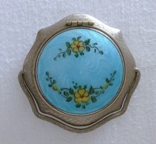 Guilloche Enamel 1930s McRae & Keeler 'Whoopee' Powder Compact - Swinging Handle