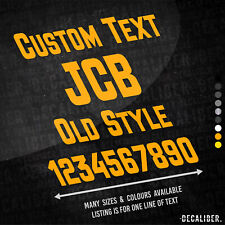 Custom Text JCB Old Style Sticker - Many Colours Sizes - Personalised Name Agri