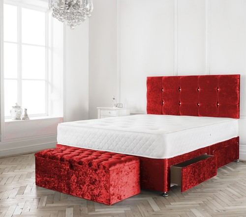 Red crushed velvet - divan, base