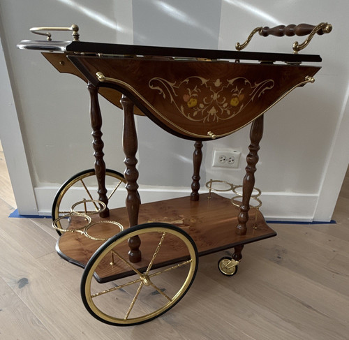 Vintage italian marquetry bar - vintage,