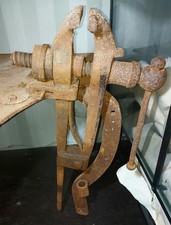 VINTAGE 28" BLACKSMITH'S LEG VICE & OPTIONAL  48" IRON FORGE TABLE BENCH- DERBY