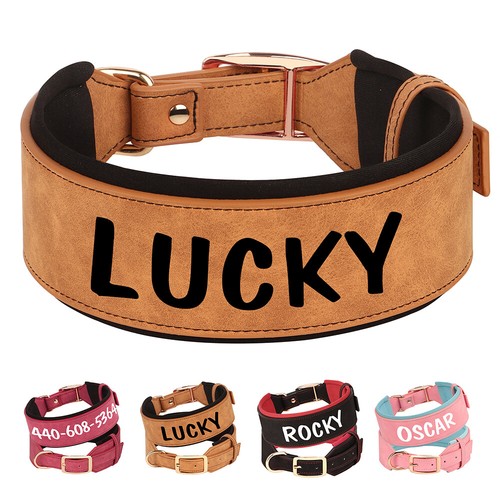 Wide leather dog collar - leather,