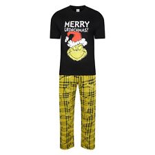 Mens The Grinch Christmas Pyjamas PJ Set Night Wear Xmas M-XXL Black/Check New