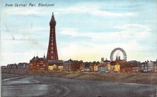 From Central Pier Big Wheel Fair Ride Blackpool Lancashire England Postcard 1905