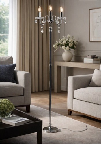 Chrome effect metal floor lamp - chrome,