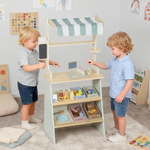 Wooden toy shop supermarket - wooden, shop,