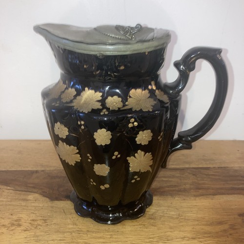 Vintage black ceramic water - ceramic,