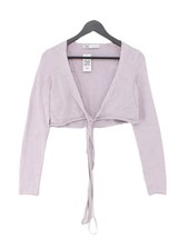 Zara Women's Cardigan S Purple Viscose with Elastane, Polyamide V-Neck Cardigan