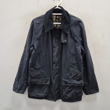 Barbour Ashby Wax Waterproof Tartan Rain Country Navy Jacket Coat Size Small