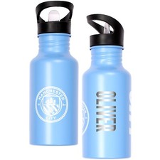 Manchester City Personalised Metal Water Bottle 500ml Football Gift for Boys