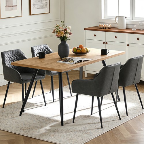 Dining table chairs set oak - table,