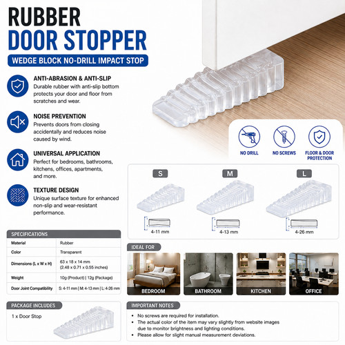 Rubber door stopper wedge - rubber, no