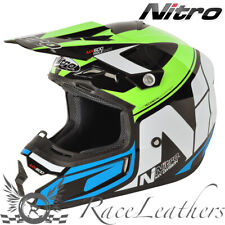 NITRO MX600 HOLESHOT GREEN BLUE BLACK MX ROAD LEGAL MOTOCROSS OFF ROAD HELMET