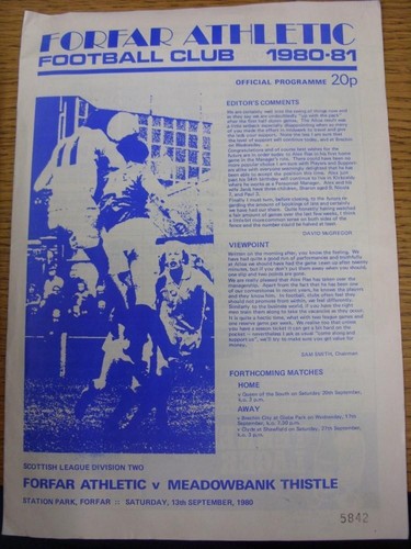 1980 forfar athletic v - 13/09/1980,