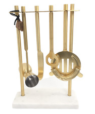 Be Home Luxe Hanging Bar Tool Cocktail Set Gold/Marble 3 x 7.25 x 10.25 New* F1