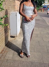 Silver Sparkly Oh Polly Maxi Dress For Prom Or Fancy Outings