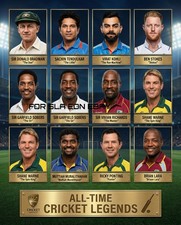 Famous cricket players WITH NAME PLATES PRE PRINT A4 SIZE 