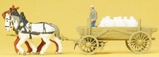 PRZ-30470 Preiser HO Horse Drawn Farm Wagon w/Sacks & Man