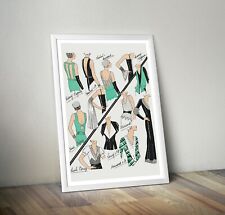 Vintage Reproduction Art Deco Fashion Illustrations Poster Prints Wall Art 1920s