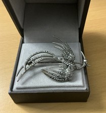 Vintage 925 Silver Large Marcasite Brooch / Art Deco Bird Design  / 8.79g