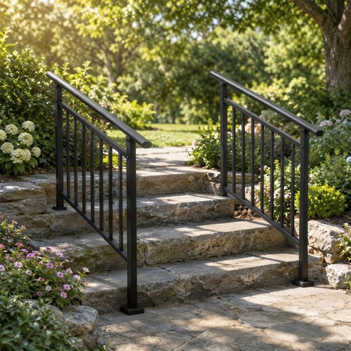 Step wrought iron handrail - wrought,