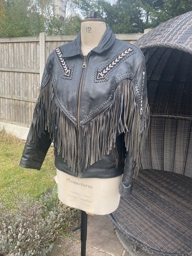 Vintage biker jacket tassels - vintage,