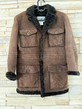 Boys brown real shearling coat