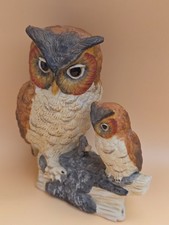 Leonardo Collection Porcelain Owl Figurine – Parent & Baby Owls on Log Decor