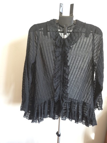 Zara black sheer ruffle - zara,