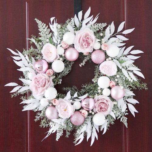 Pink christmas wreath 55cm - christmas,