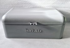 Rectangular Grey Metal Bread Bin Worktop Stylish Storage 16,5×8,8×7" 42×22×18cm