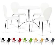 Bistro Dining Set Round Table and 4 Chairs Grey Red White Green Black Natural