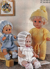 #137 DK Doll Premature Baby Girl/Boy H12-16" Outfits x3  Knitting Pattern COPY
