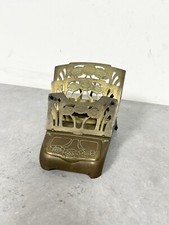 ANTIQUE GERMAN BRASS ART NOUVEAU INKWELL LETTER RACK PEN REST COMBINATION