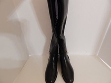 NWT Liz Claiborne Tall Black Shiny Riding Boots, Size 6 Wide Calf/Wide Width