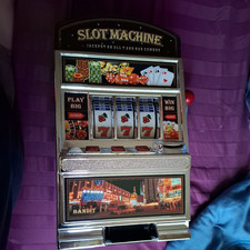 MINI SLOT FRUIT MACHINE GAME ONE ARM BANDIT TOY Working Money Box