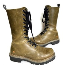 Ladies The ART Company Marina City Olive Green Lace up Mid Calf Boots Size UK 6