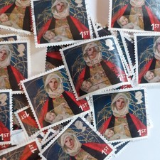 80 x 1st Class GB Stamp-  Madonna & Child -Used- Franked-Off Paper - 2005