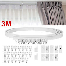 WHITE 3 METER Flexible STRAIGHT Standard Bay Window Curtain Track GLIDER Rail.