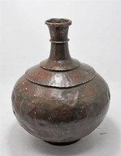 Antique Copper Big Water Storage Pot Surai Original Old Hand Fine Engraved
