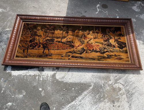 Framed textile tapestry wall - textile,