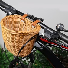 Rattan Bicycle Front Basket Handwoven Kids Adult Bike Handlebar Carrier Bags UK