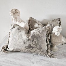 Laura Ashley Putti Cherub Jacquard Brocade Italian Rococo Pair Cushion Oblong